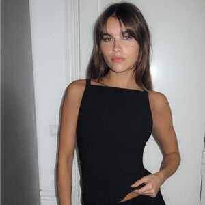 NEW Zara Black Back Tie Top - Large